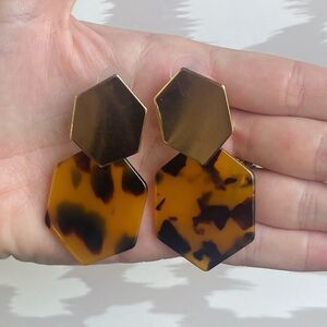 Tortoise Dangle Earrings Womens Jewelry 90s Y2K Statement Acrylic Gold Retro NEW
